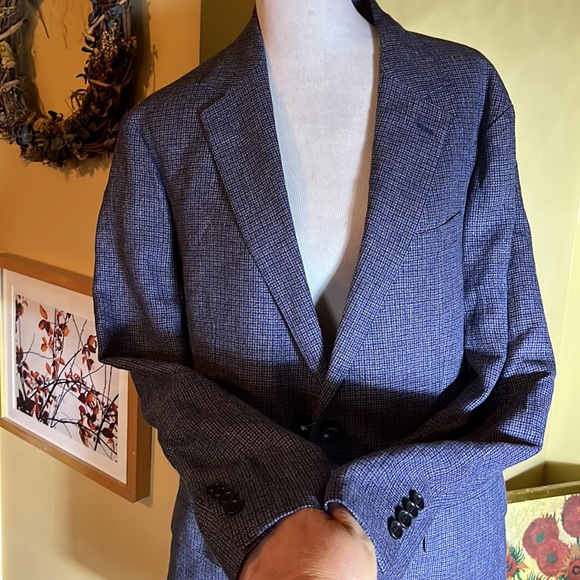 BONOBOS Size 44R Finest Italian Wool Suit Jacket Athletic Fit MARZOTTO MiniPlaid - Picture 15 of 16